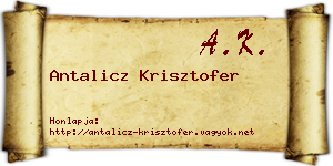 Antalicz Krisztofer névjegykártya